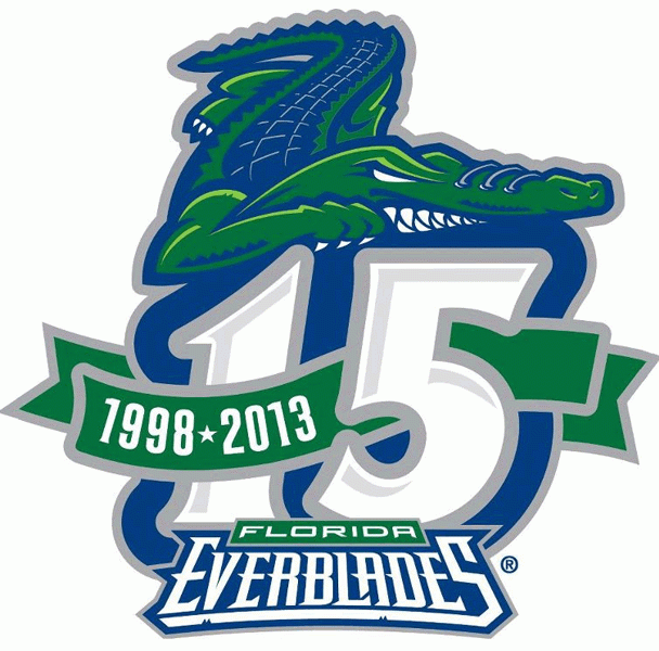 Florida Everblades 2013 Anniversary Logo iron on heat transfer...